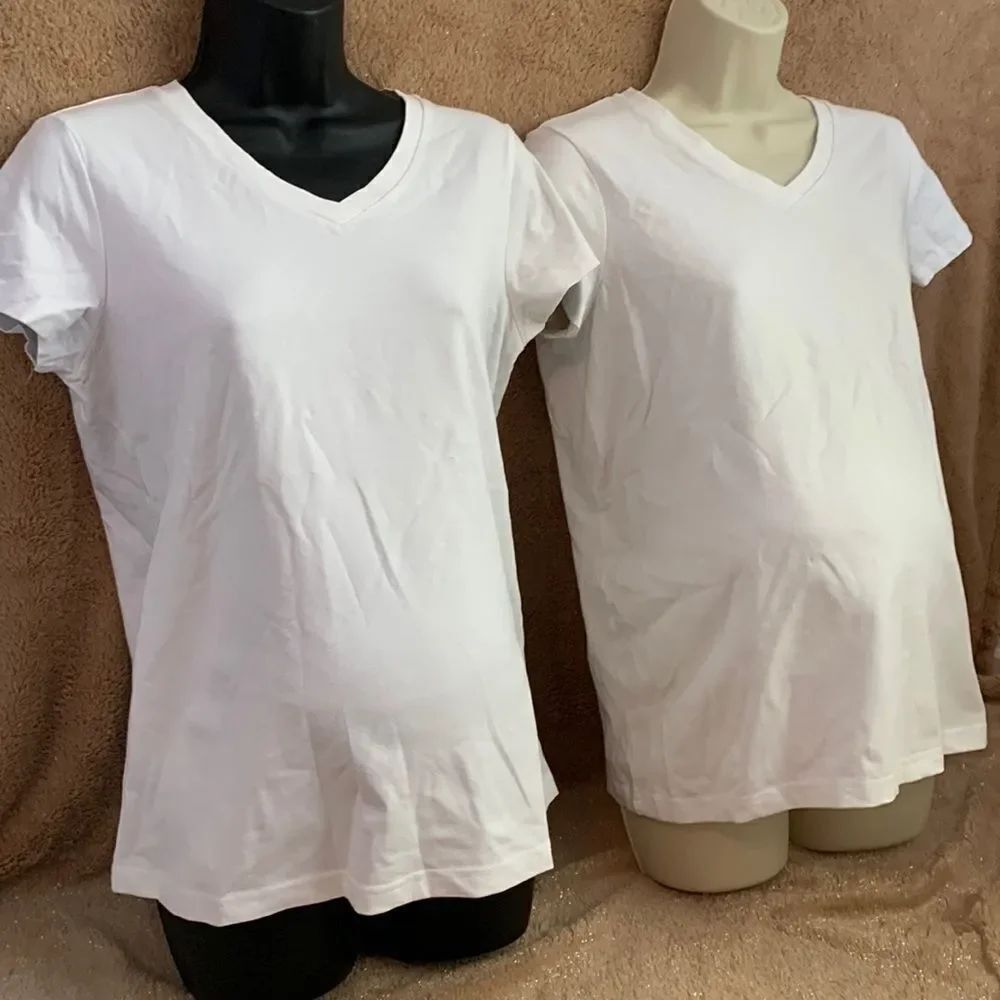 Motherhood Maternity Set of 2 Short Sleeves Tops Tee Shirts S White